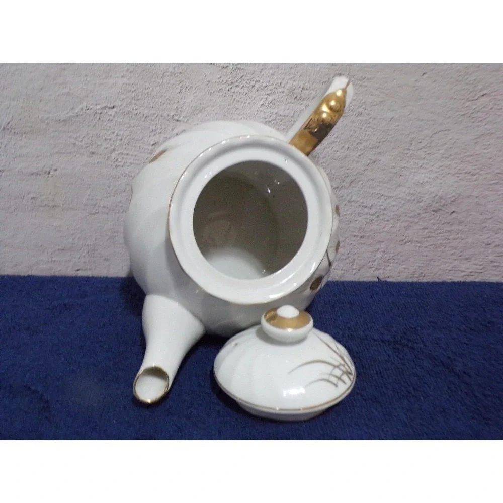 Lefton China Hand Painted & 24K Gold Teapot Salad Plt Cream & Sugar Ashtrays Set